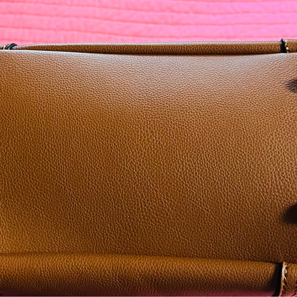 Gorgeous Chestnut Brown Vegan Leather Shoulder Tote Satchel NWOT - Picture 10 of 15